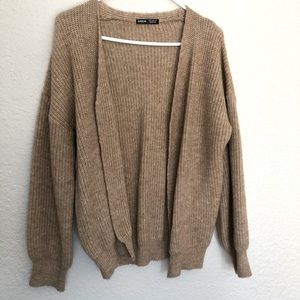 Light heather brown knit cardigan M